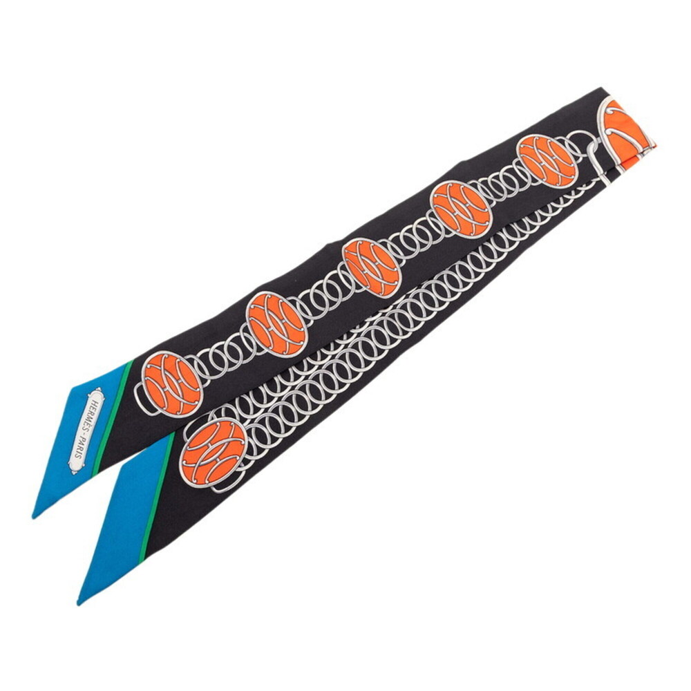 Hermes Twilly Lift Profile Scarf/Muffler, Black/Multicolor Silk, Women's